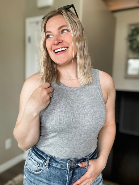Kiri Micro-Ribbed Tank Top - Grey