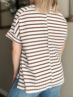 Sollie Striped Boxy Top - Brown - SIZE L/XL