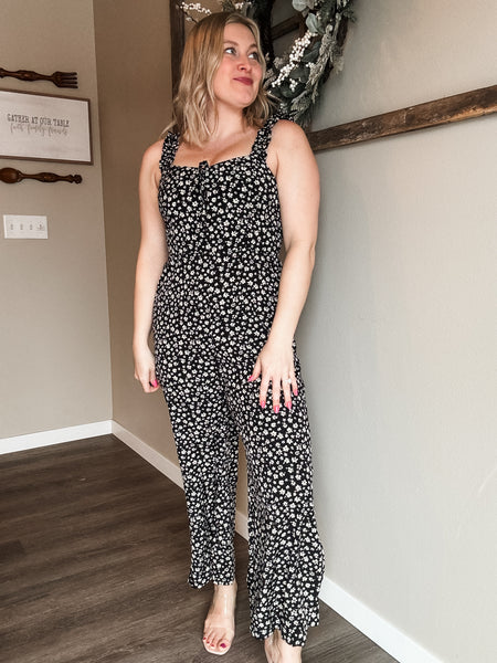 Tilly Floral Jumpsuit - Black