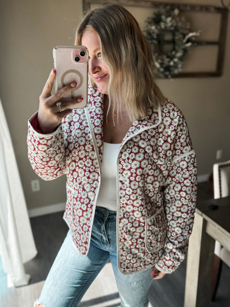 Fiora Floral Quilted Jacket - SIZE MEDIUM