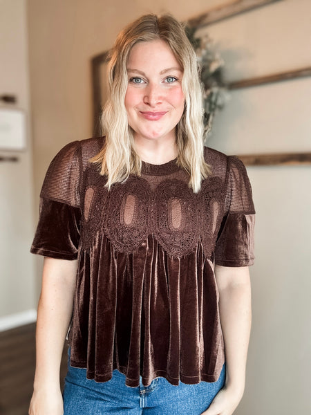 Cambri Velvet Babydoll Top
