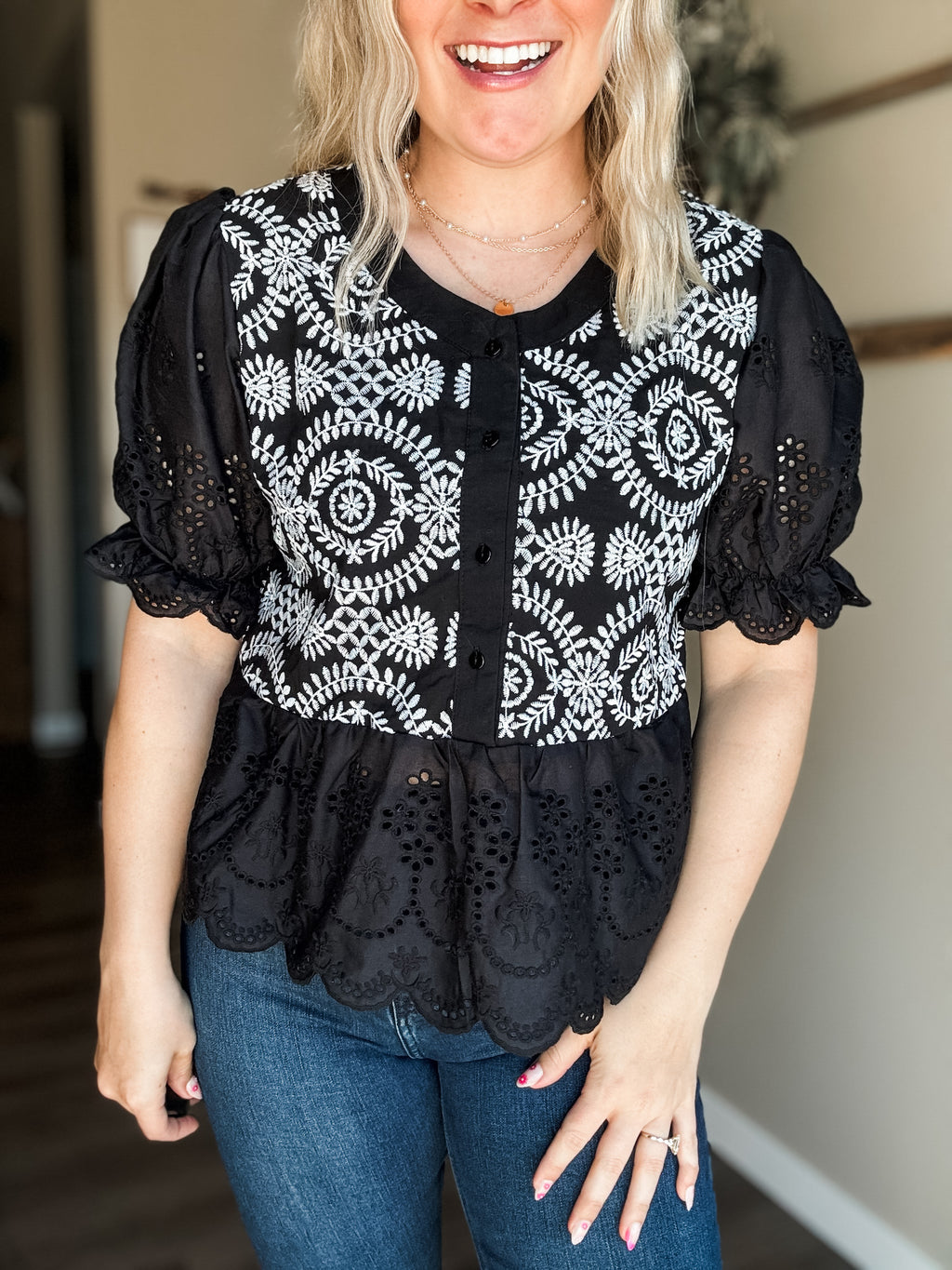Marciella Eyelet Lace Top
