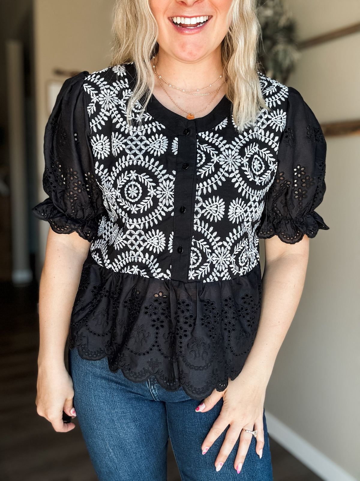 Marciella Eyelet Lace Top