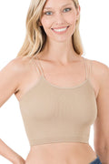 Layering Ribbed Double Strap Brami Tank - Mocha - SIZE L/XL