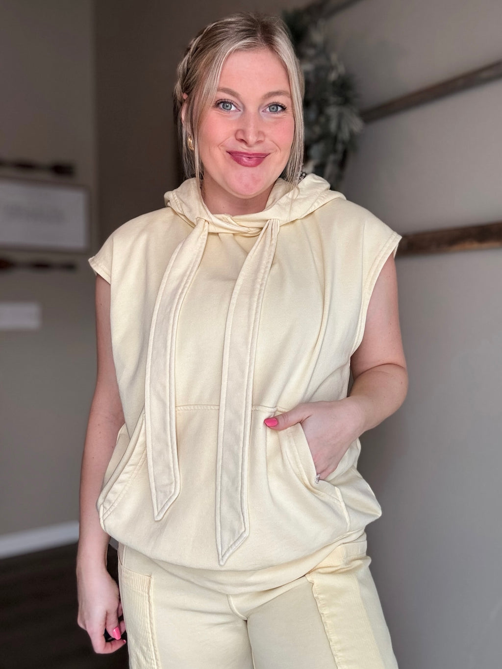 Vaela French Terry Sleeveless Hoodie