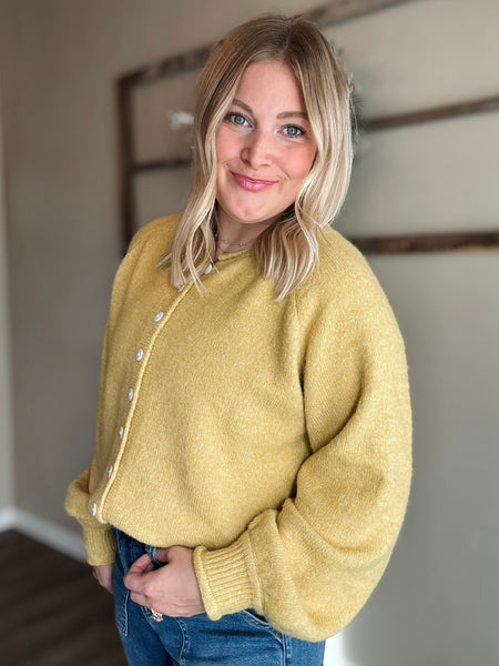 Roselle Button Front Cardigan - Mustard