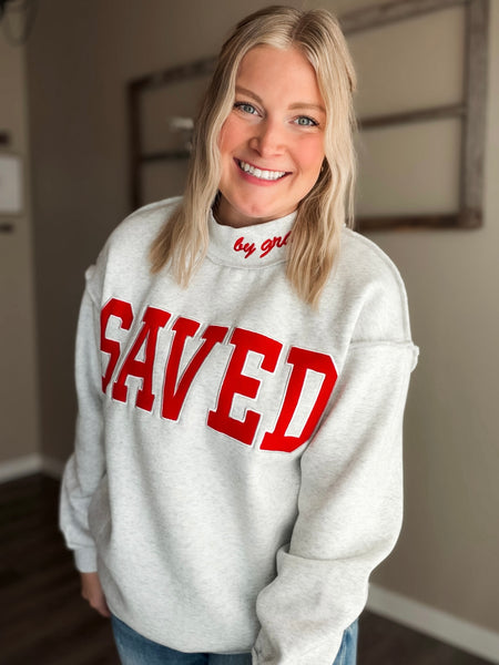 PREORDER Saved By Grace Mock Neck Sweatshirt