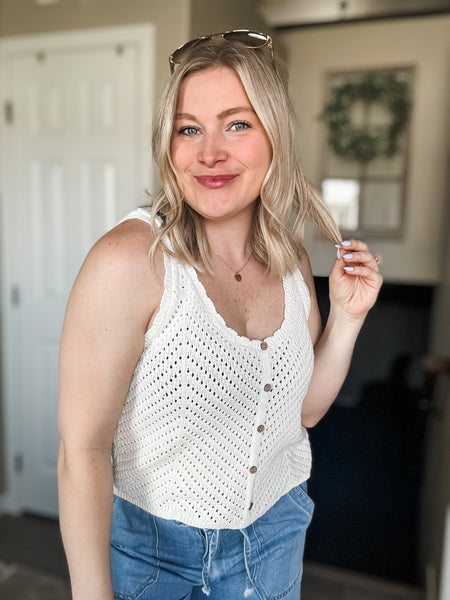 Torrie Crochet Button Tank