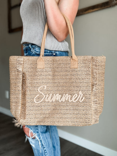 Summer Escape Straw Tote - Tan