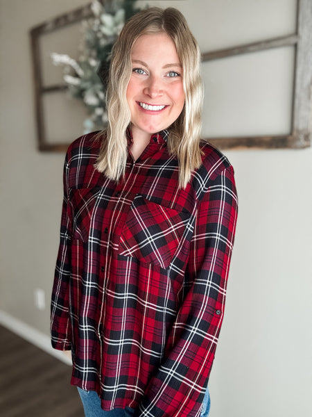 Ember Plaid Button Up