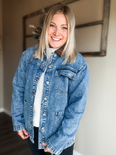 PREORDER Memphys Leather Collar Denim Jacket