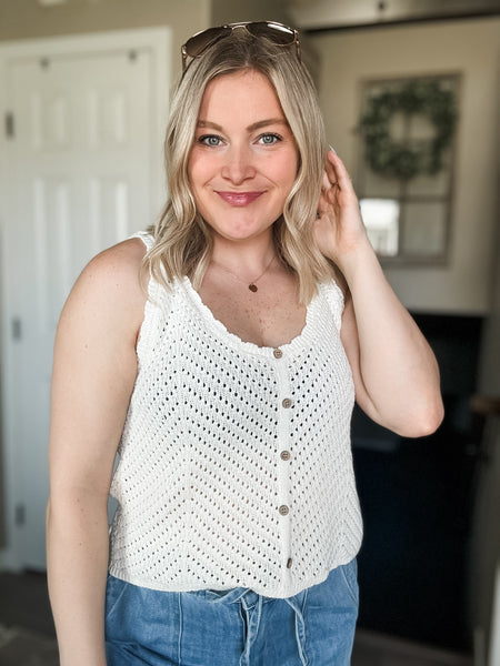 Torrie Crochet Button Tank