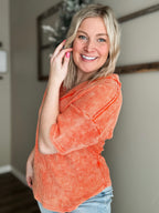 Elliot Vintage Washed V Neck - Orange