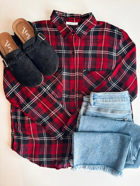 Ember Plaid Button Up