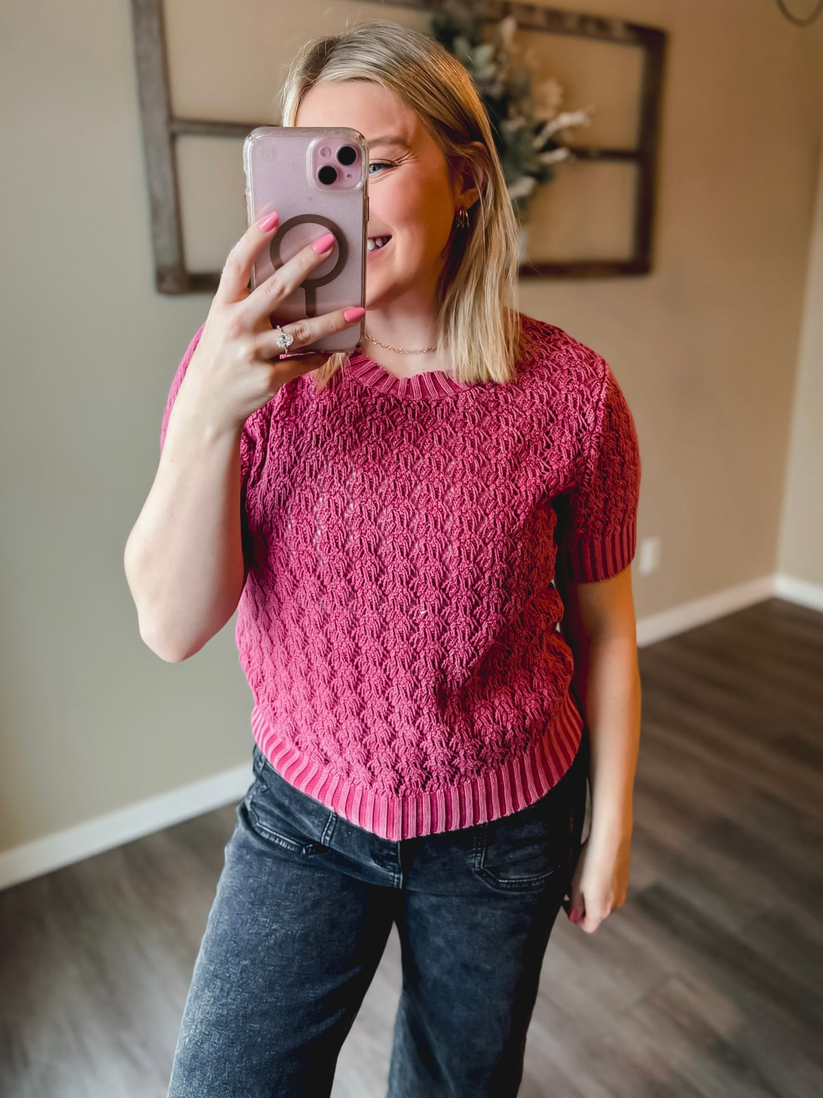 Rosy Days Knit Sweater Top