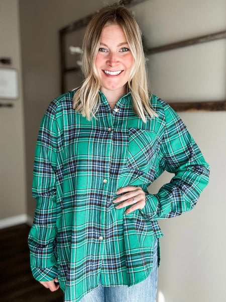 Wellesley Plaid Button Down Top