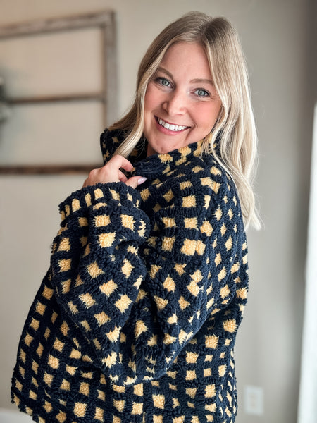 Vallie Fuzzy Sherpa Jacket - Navy