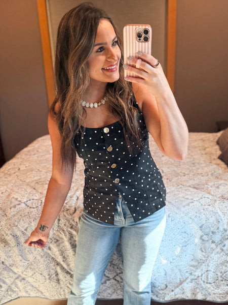 Minnie Polka Dot Linen Top