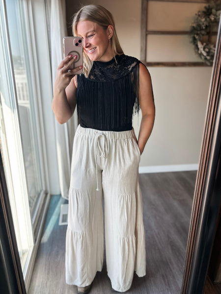 Romilly Tiered Palazzo Pant - Natural