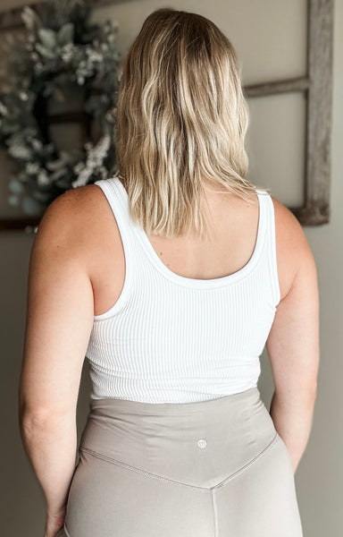 Rhea Ribbed Crop Tank - White