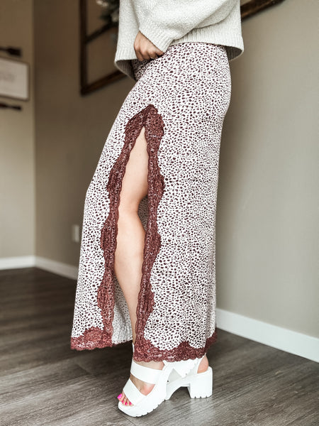 PREORDER Kassia Cheetah Lace Skirt