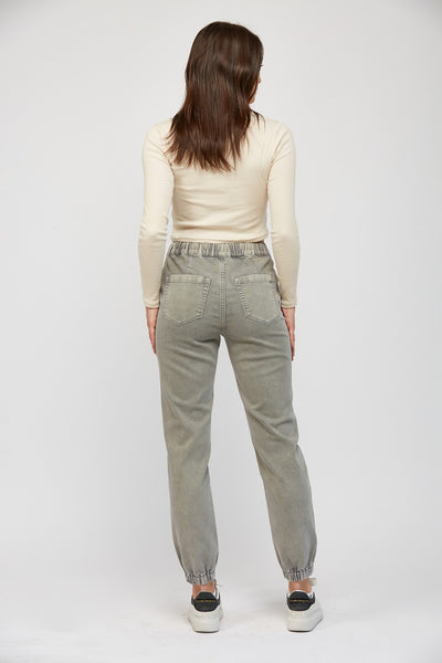Marrah Cropped Denim Jogger - Ash Grey