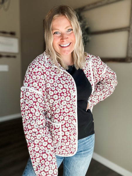 Fiora Floral Quilted Jacket - SIZE MEDIUM