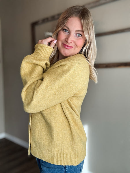 Roselle Button Front Cardigan - Mustard
