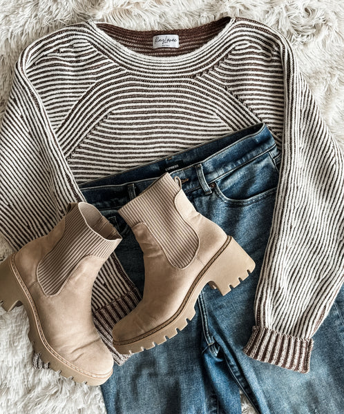 Cozy Chalet Striped Sweater - SIZE MEDIUM