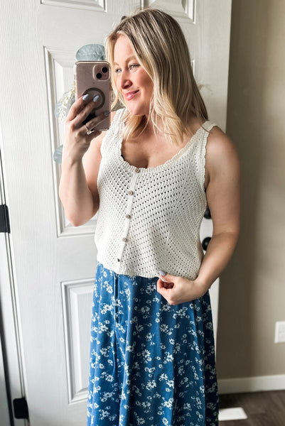 Torrie Crochet Button Tank
