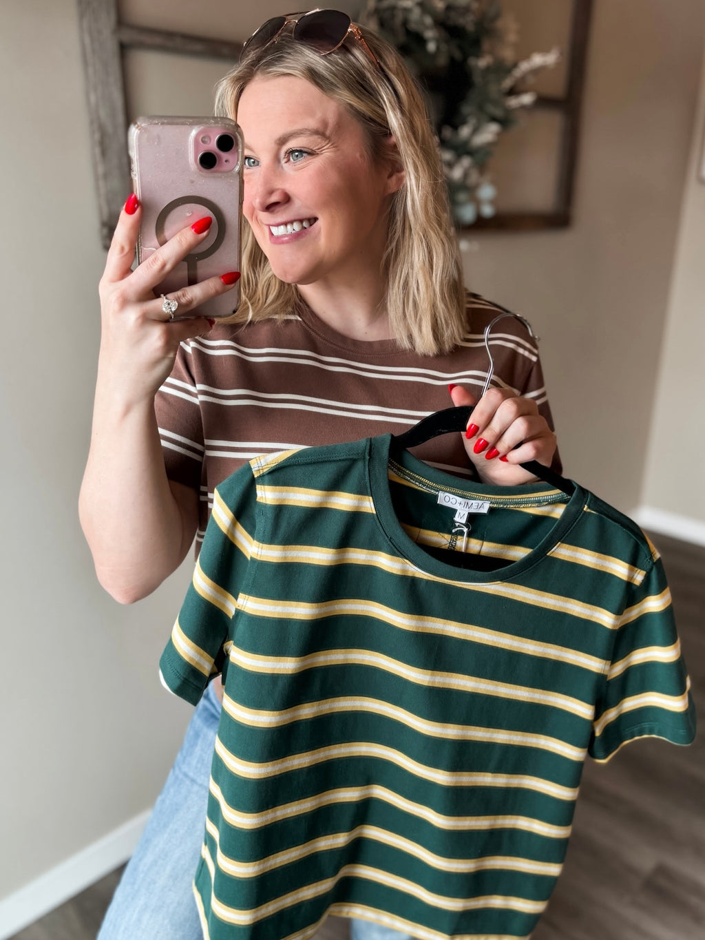 Laidback Striped Boxy Tee - Green