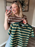 Laidback Striped Boxy Tee - Green