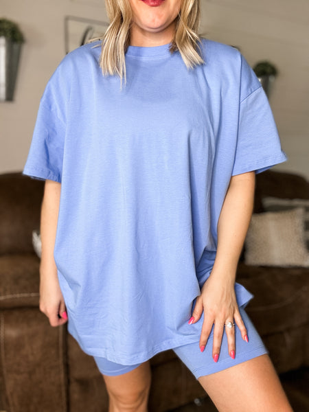 Going Far Top and Biker Short Set - Blue