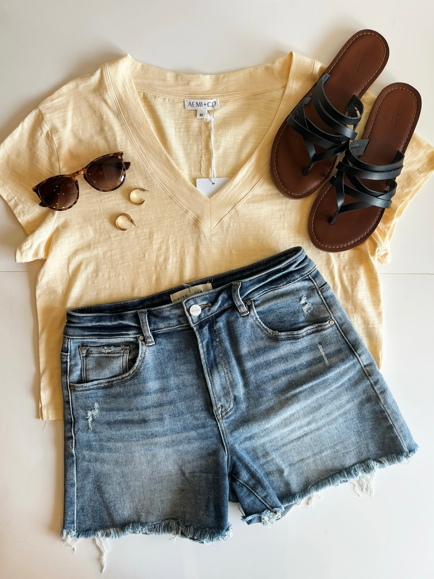 Matilda V Neck Tee - Butter