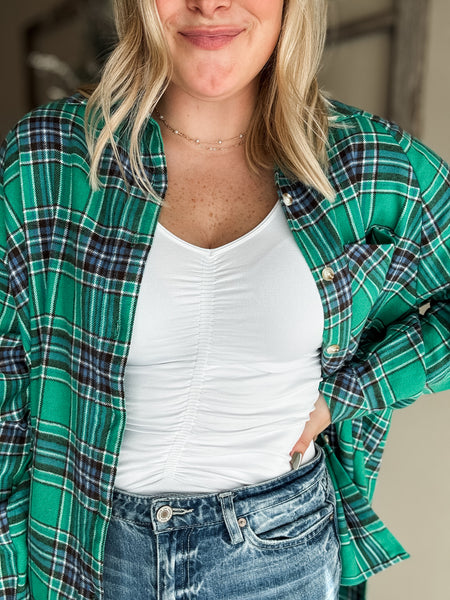 Wellesley Plaid Button Down Top