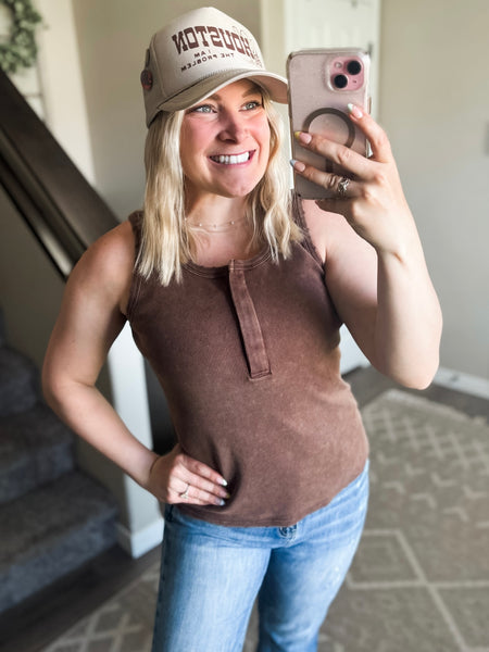 PREORDER Paisleigh Ribbed Henley Tank