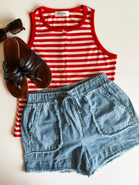 PREORDER Emberly Frayed Denim Shorts