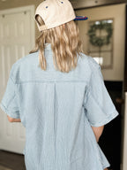 Rylan Stripe Denim Button Down Shirt - SIZE MEDIUM