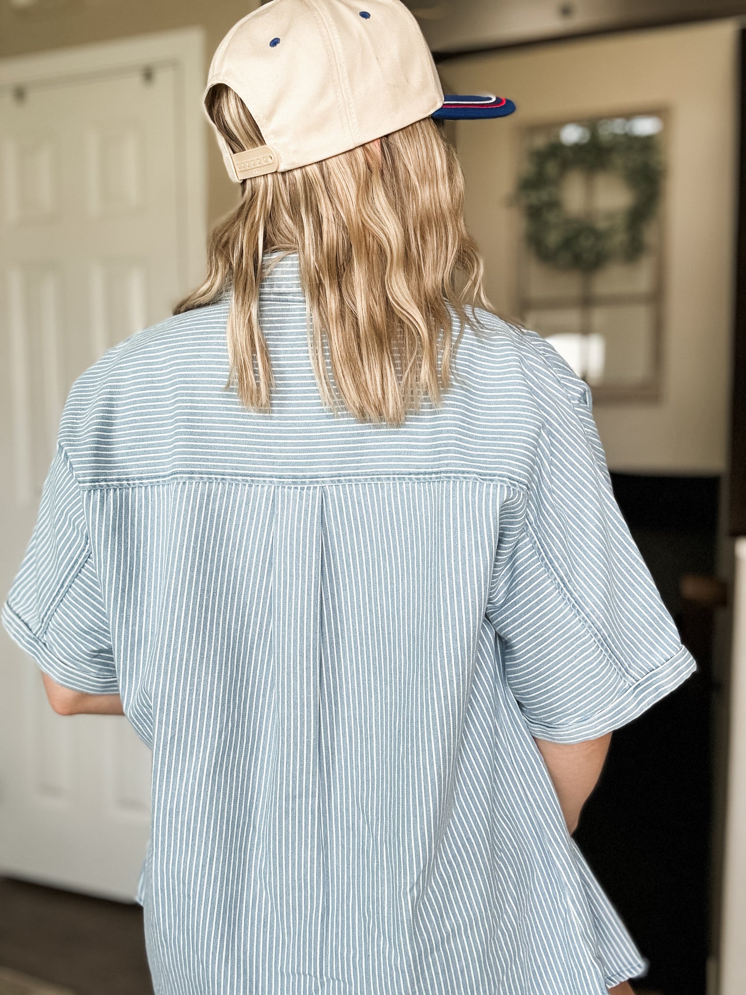 Rylan Stripe Denim Button Down Shirt - SIZE MEDIUM