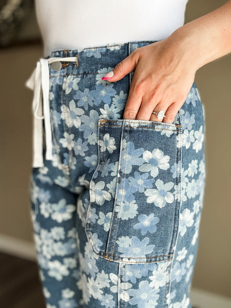 PREORDER Verbena Floral Barrel Jean
