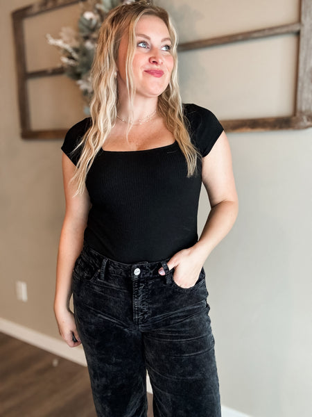 Miller Wide Leg Corduroy Pants - Black