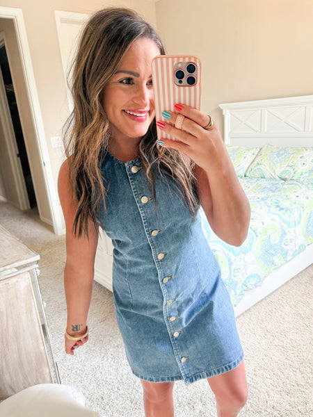 Kenedi Button Front Denim Dress