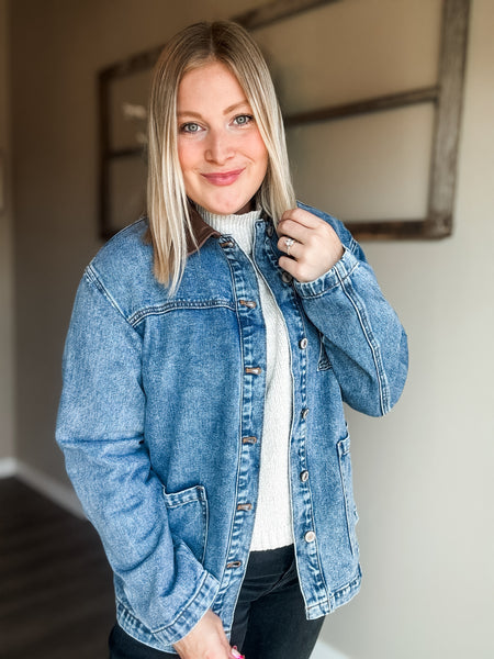 PREORDER Memphys Leather Collar Denim Jacket