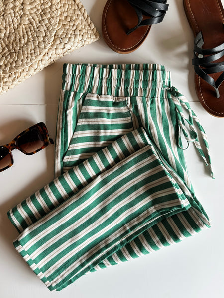 Santorini Stripe Wide Leg Pants - Green