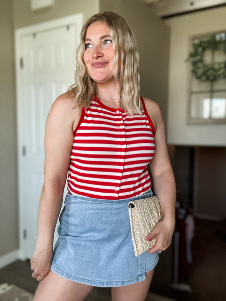 Orli Stripe Button Tank
