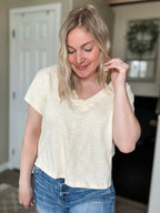 Matilda V Neck Tee - Butter