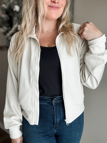 Lucie Ribbed Zip Jacket - SIZE LARGE