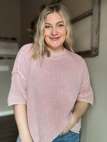 Love Note Waffle Knit Top - SIZE MEDIUM