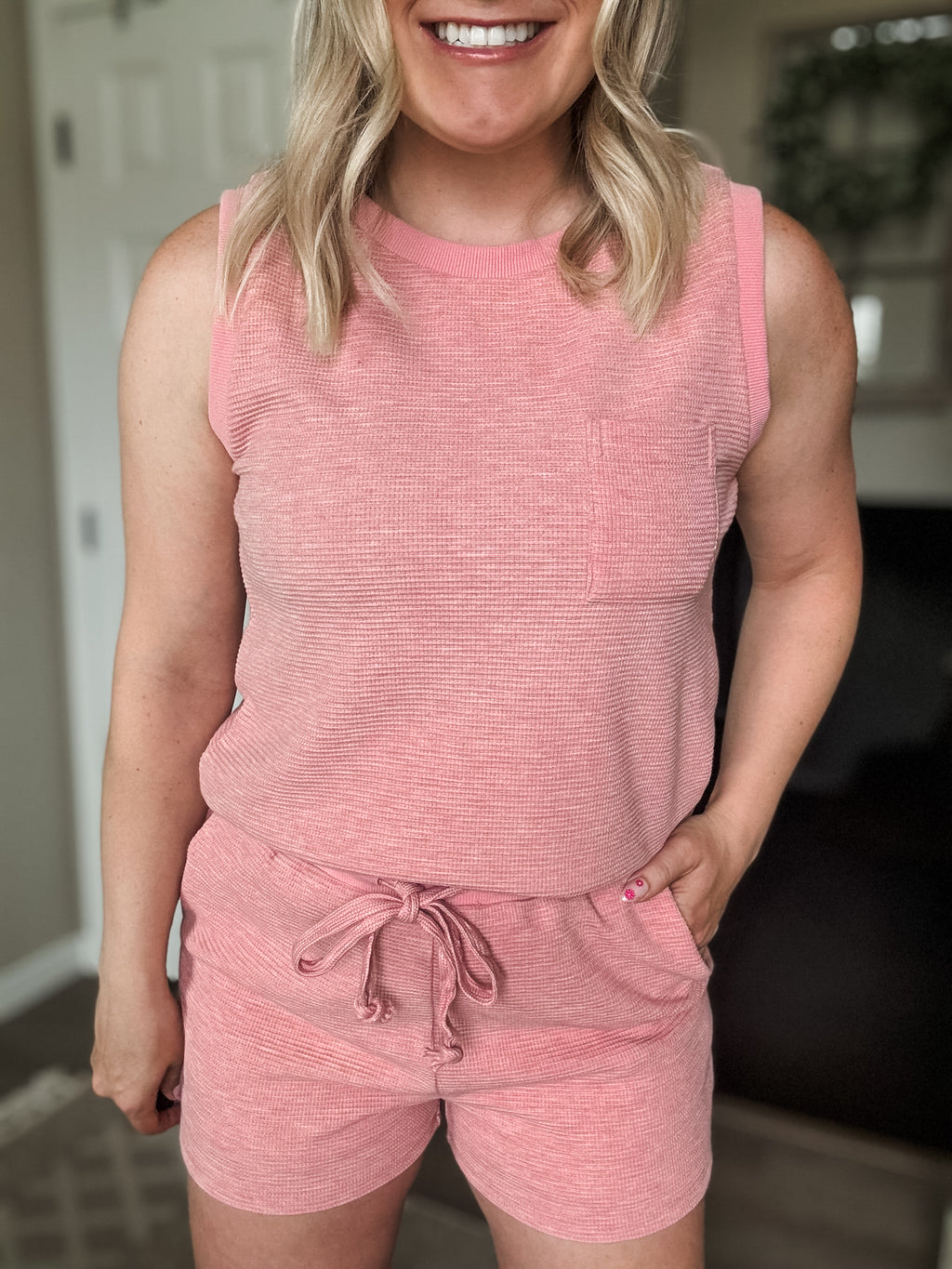 Waffle Tank Top Set