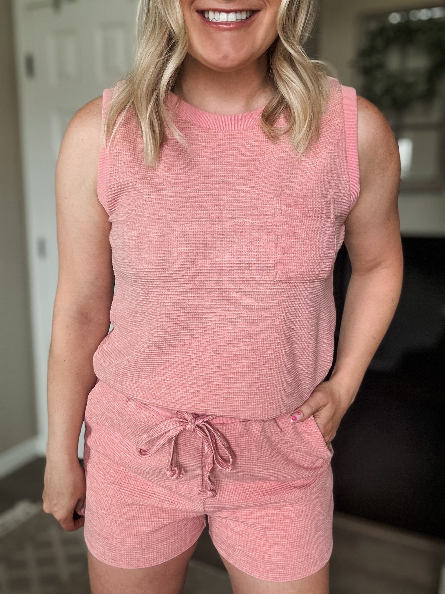 Waffle Tank Top Set